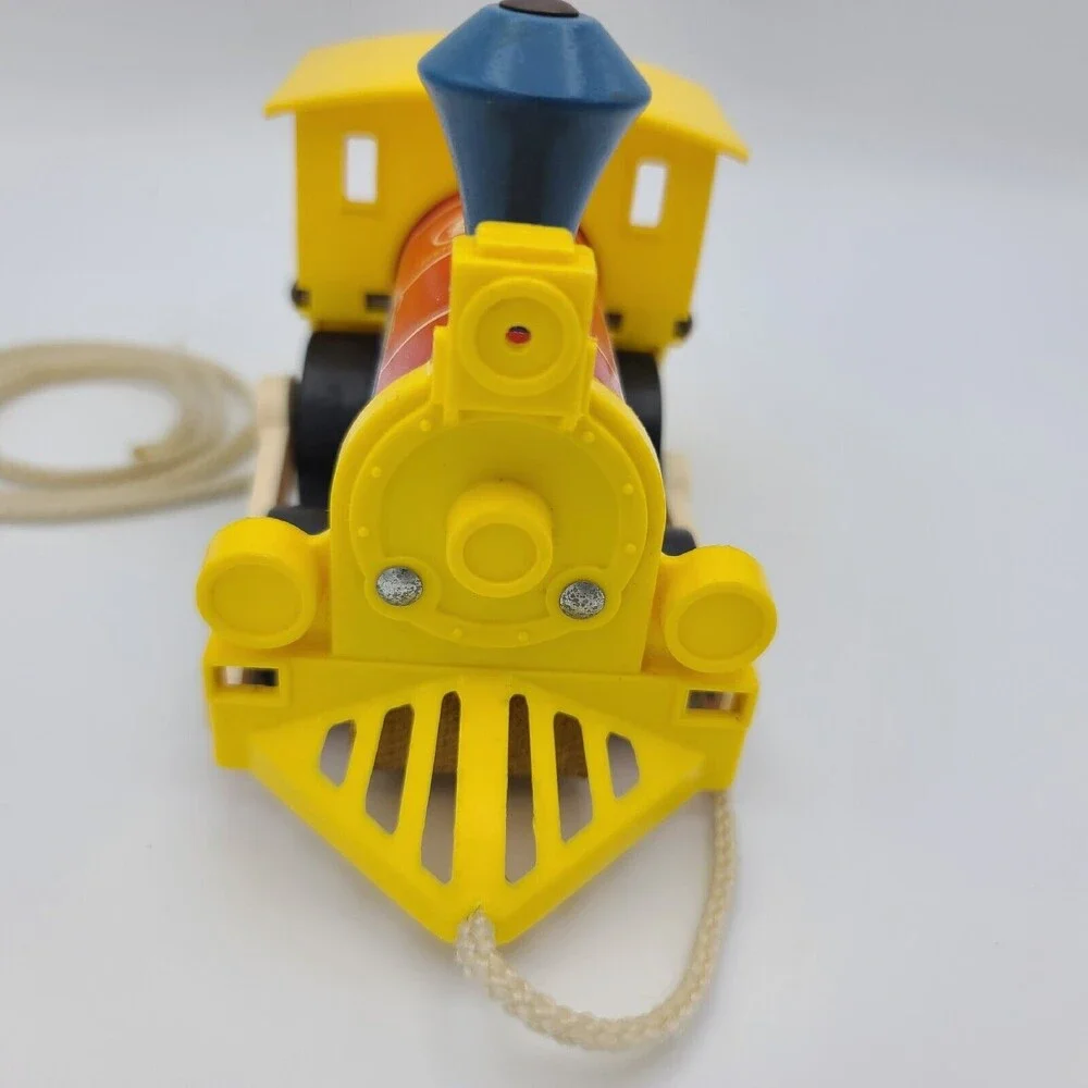 Vintage 1964 Fisher Price 643 Toot-Toot Train Engine Wooden Pull Toy